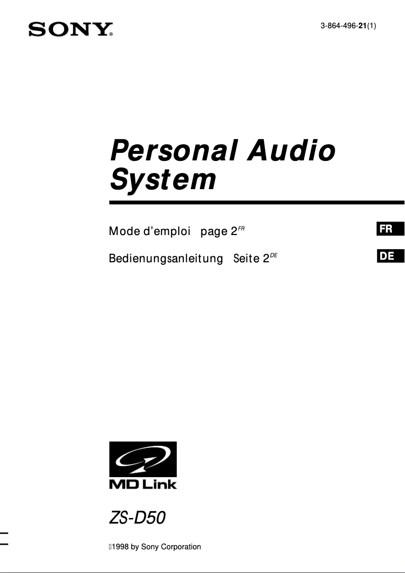 First page image of the manual for ZS-D50