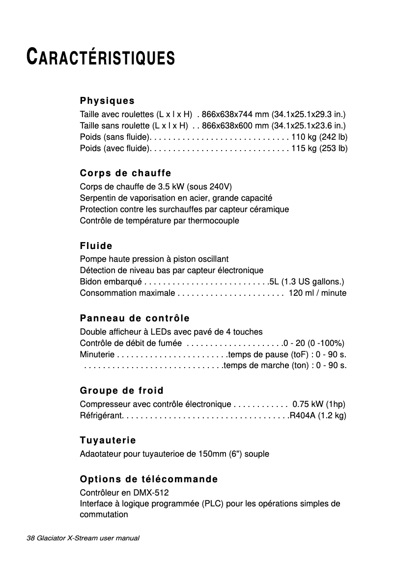 Page 1 of the manual Technical Sheet Martin JEM Glaciator X-Stream
