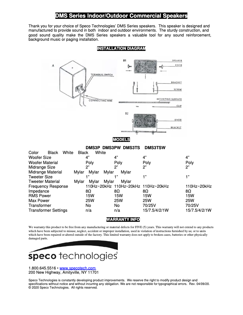 First page image of the manual for DMS-3TSW