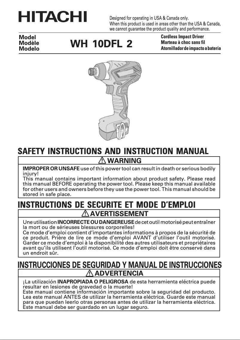 First page image of the manual for WH10DFL2