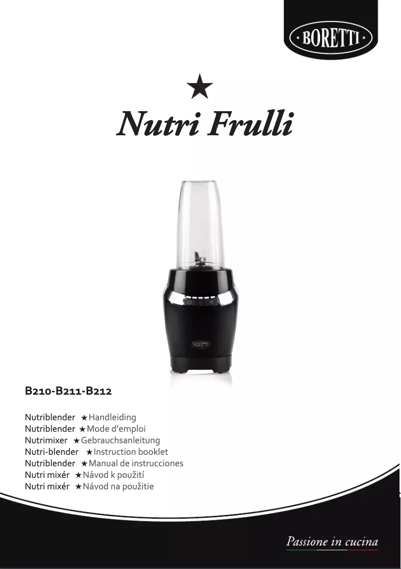 Page 1 of the manual User Manual Boretti Nutri Frulli B212