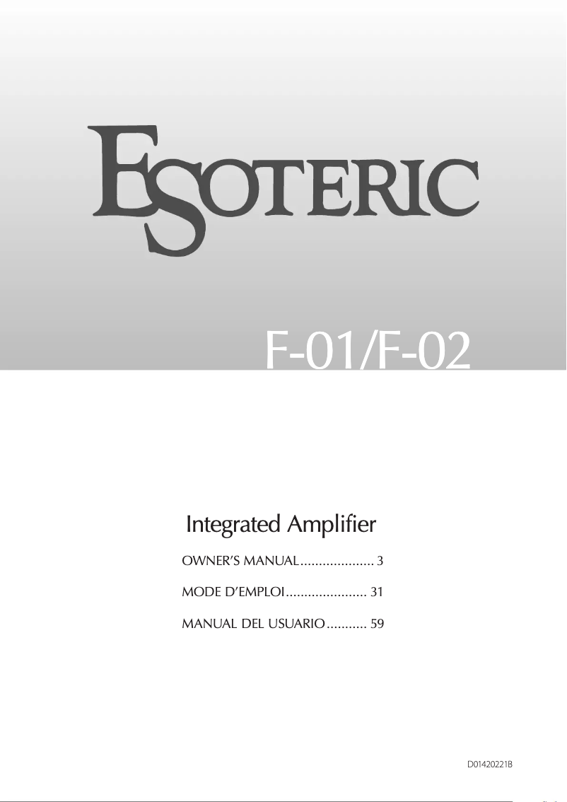 Page 1 of the manual User Manual Esoteric F-02