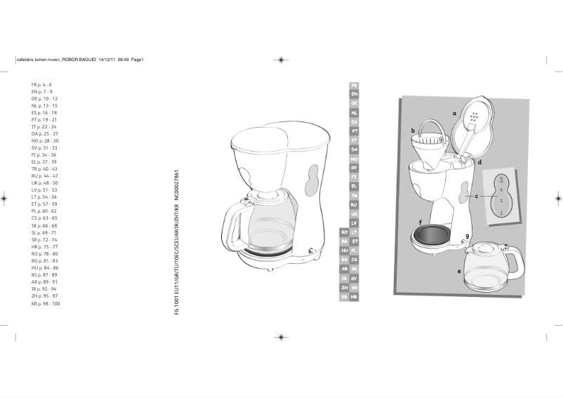 Page 1 of the manual User Manual Moulinex Noveo FG1001