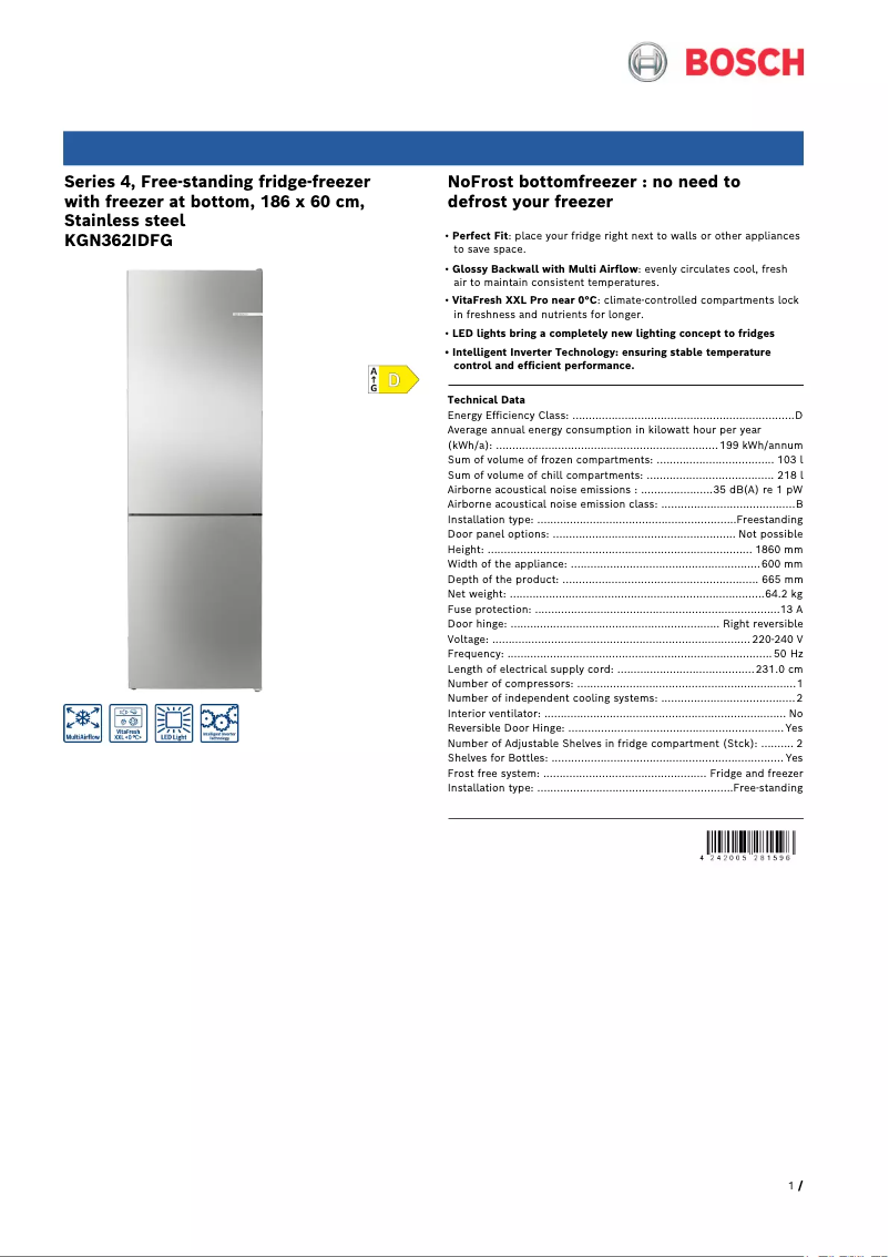 First page image of the manual for KGN362IDFG