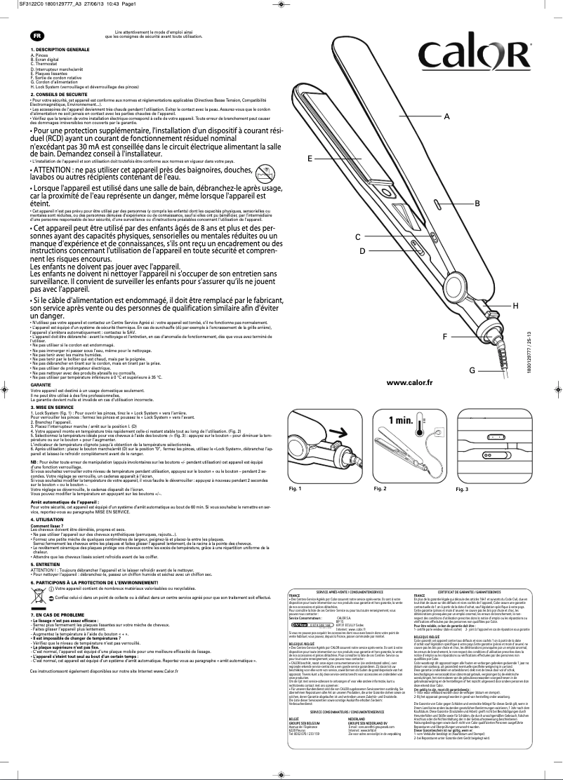 Page 1 of the manual User Manual Calor for Elite Optiliss SF3122C0