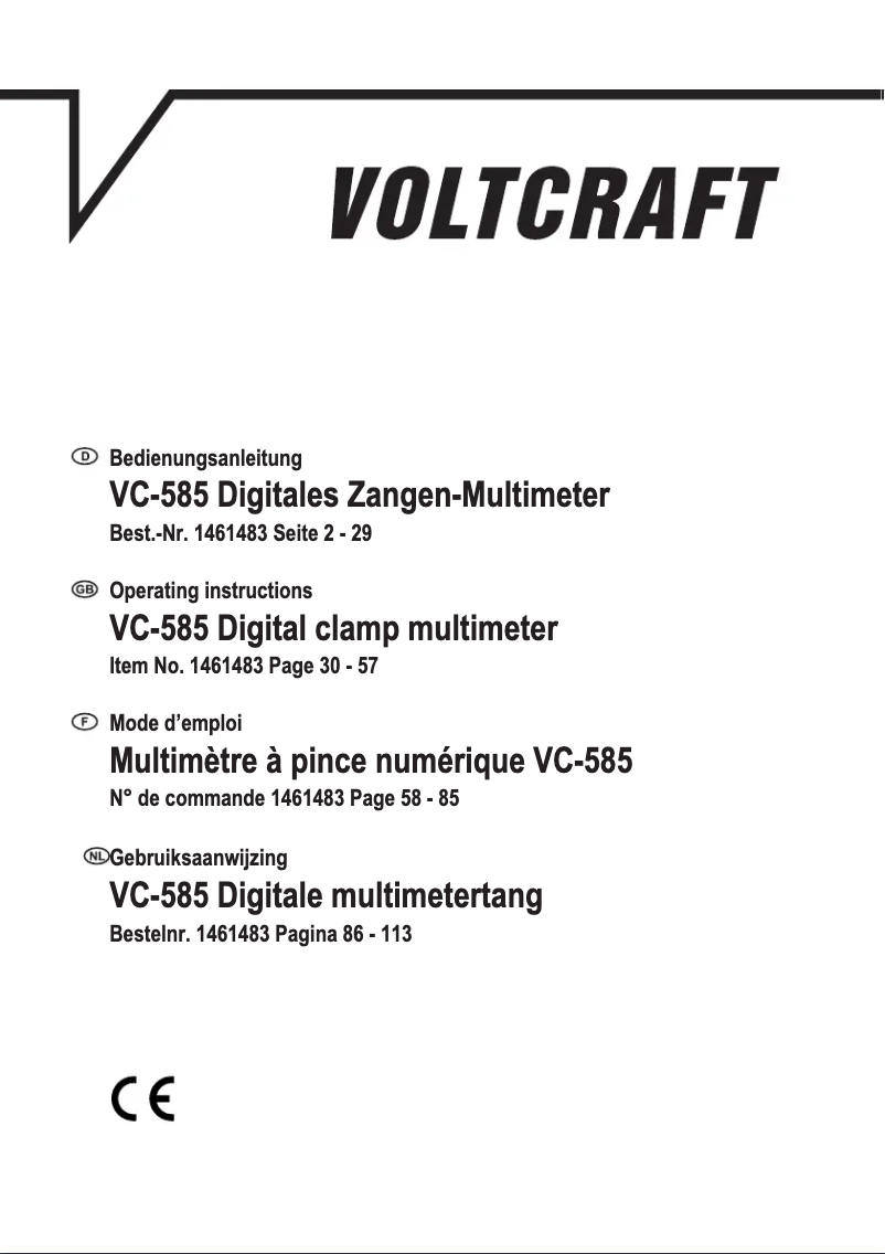 Page 1 of the manual User Manual Voltcraft VC-585