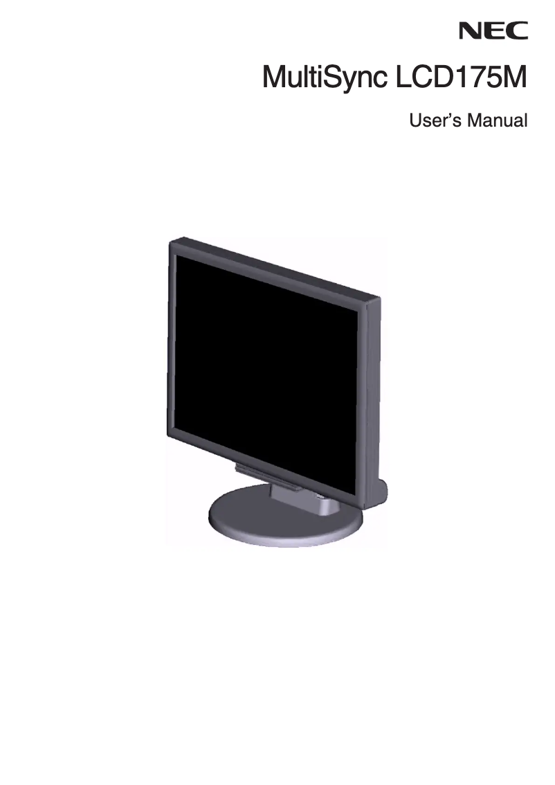 Page 1 of the manual Instruction Manual NEC MultiSync LCD175M