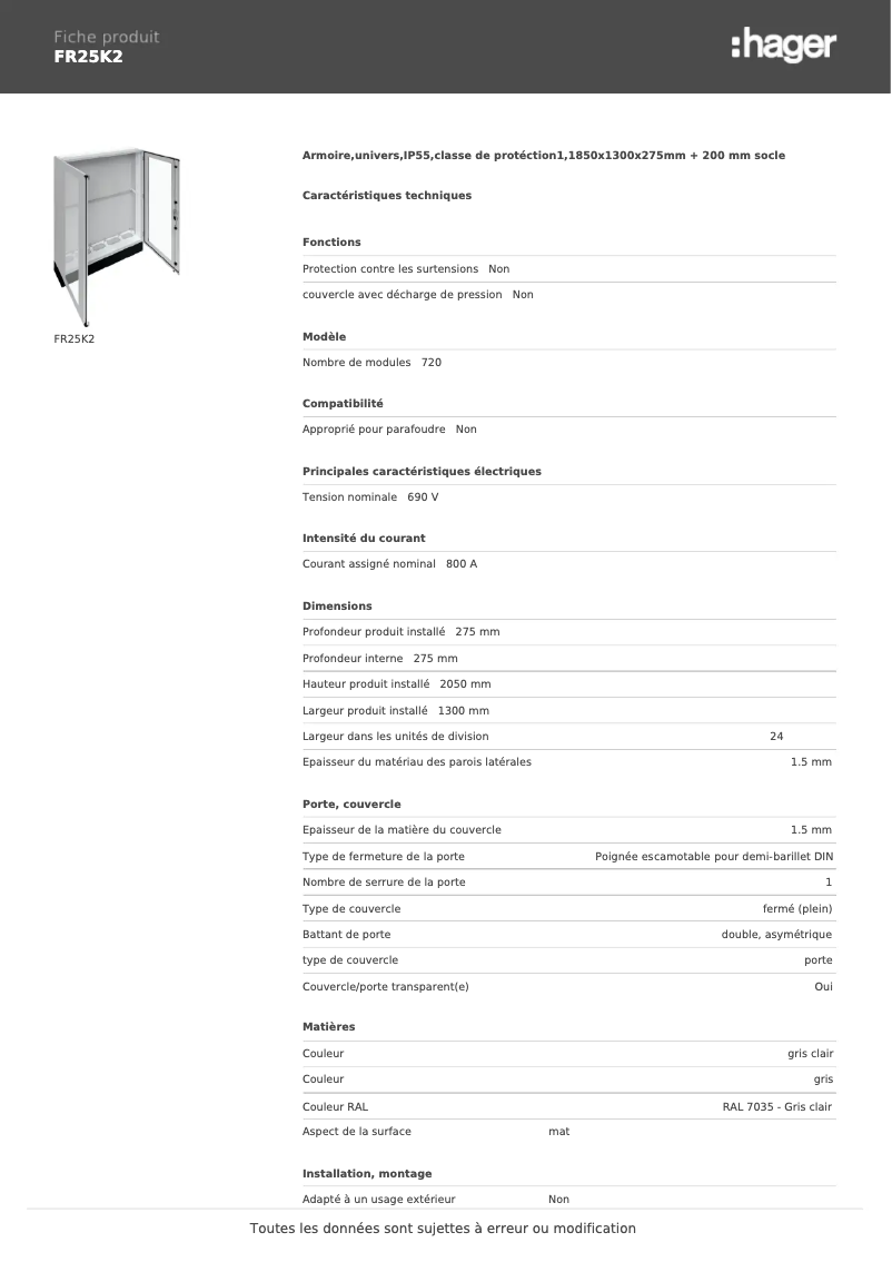First page image of the manual for FR25K2