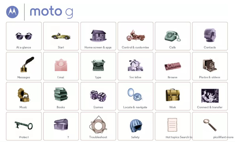 First page image of the manual for Moto G XT1068