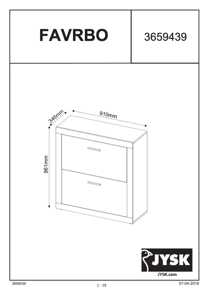 First page image of the manual for Favrbo (91x96x34)