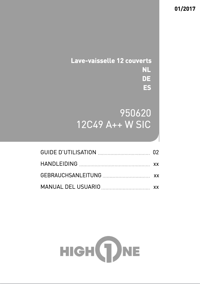 Page 1 of the manual User Manual High One 12C49 A++ WSIC