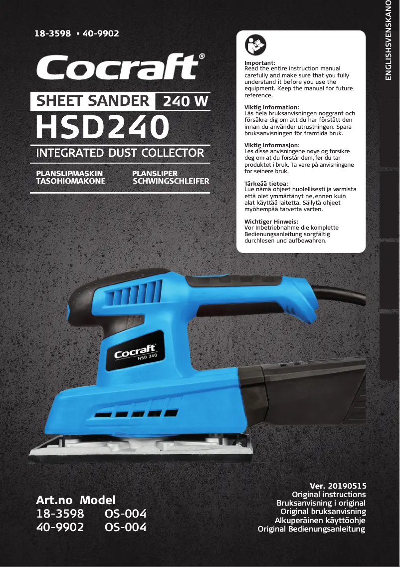 Page 1 of the manual User Manual Cocraft HSD 240