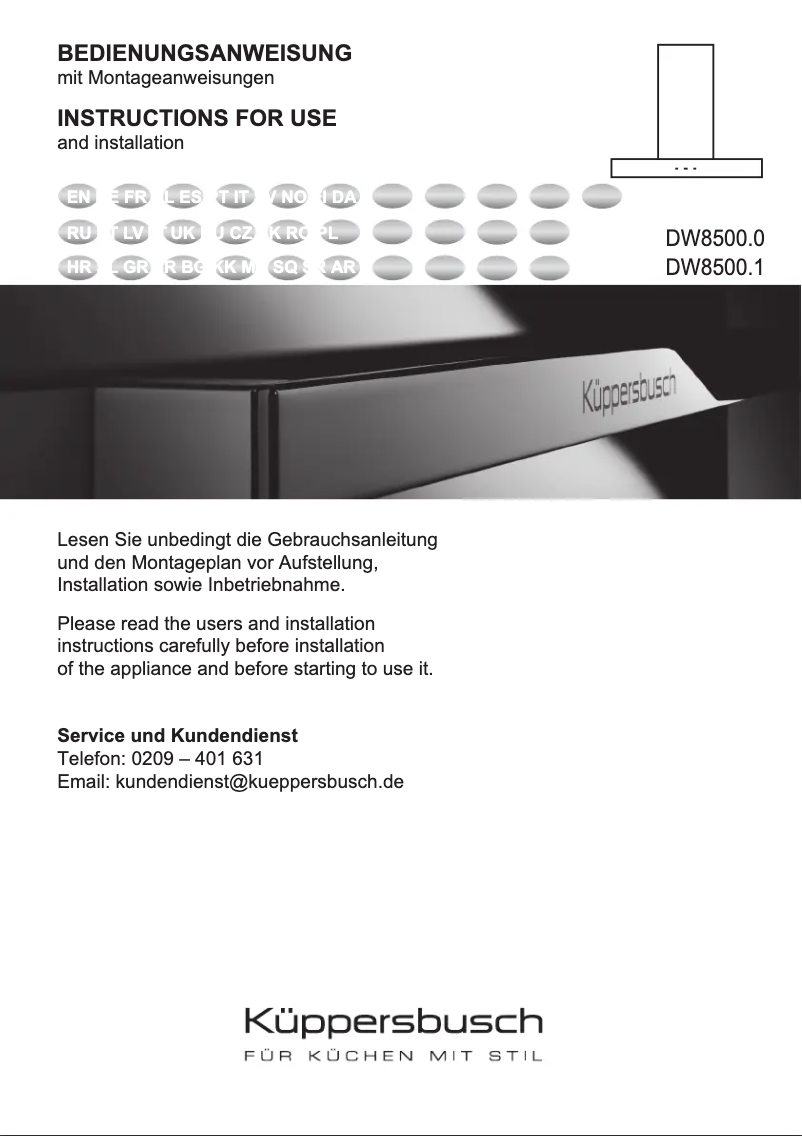 Page 1 of the manual User Manual Küppersbusch DW8500.1S