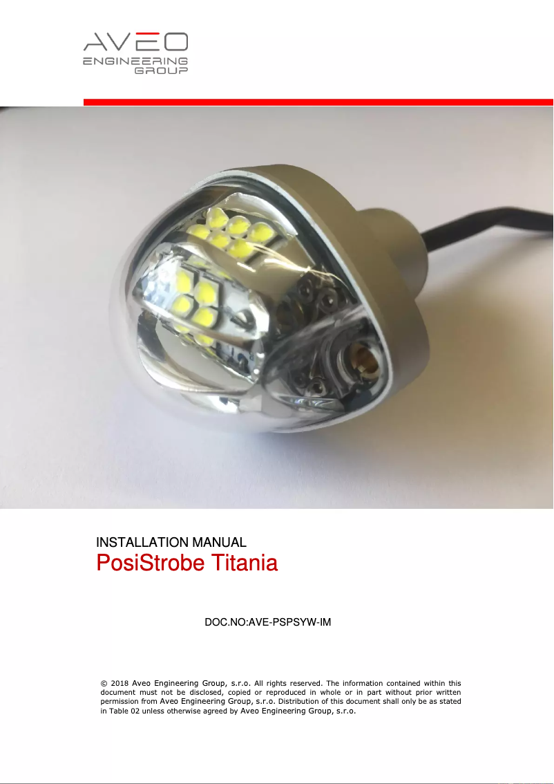 Page 1 of the manual User Manual Aveo Engineering Posistrobe Titania