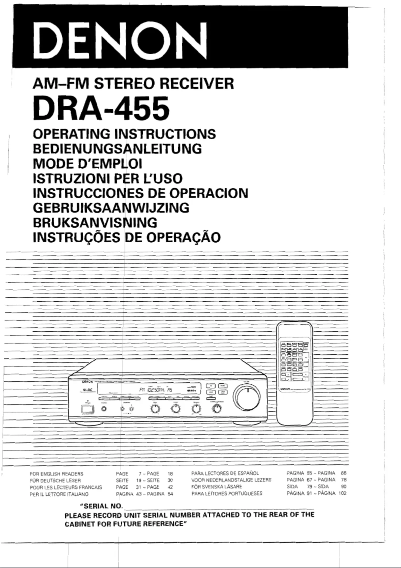 First page image of the manual for DRA-455