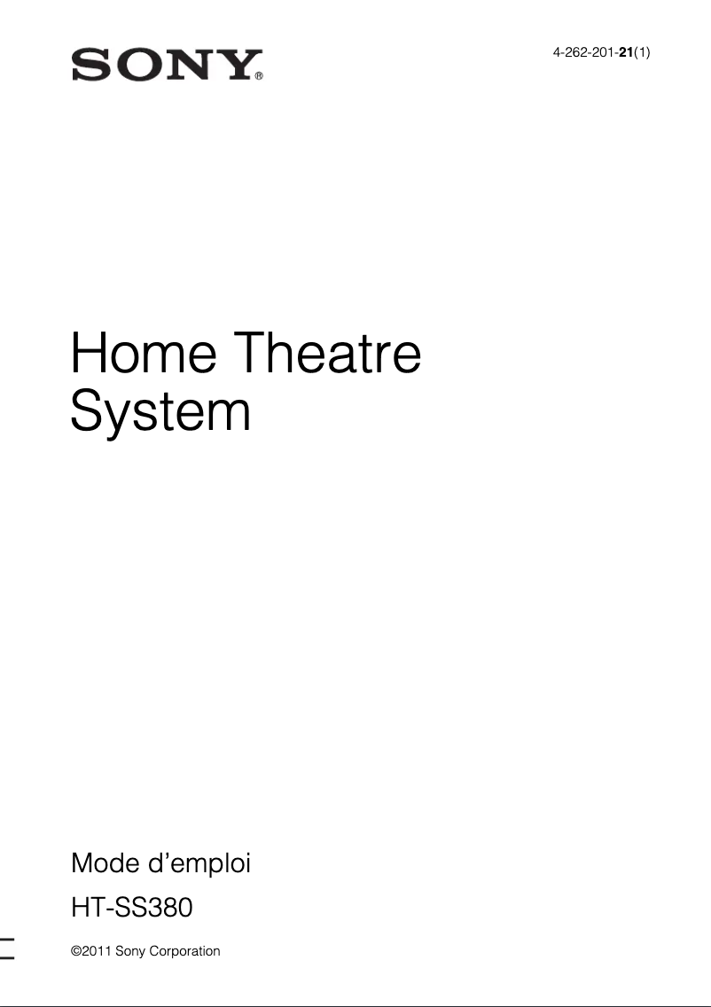 First page image of the manual for HT-SS380