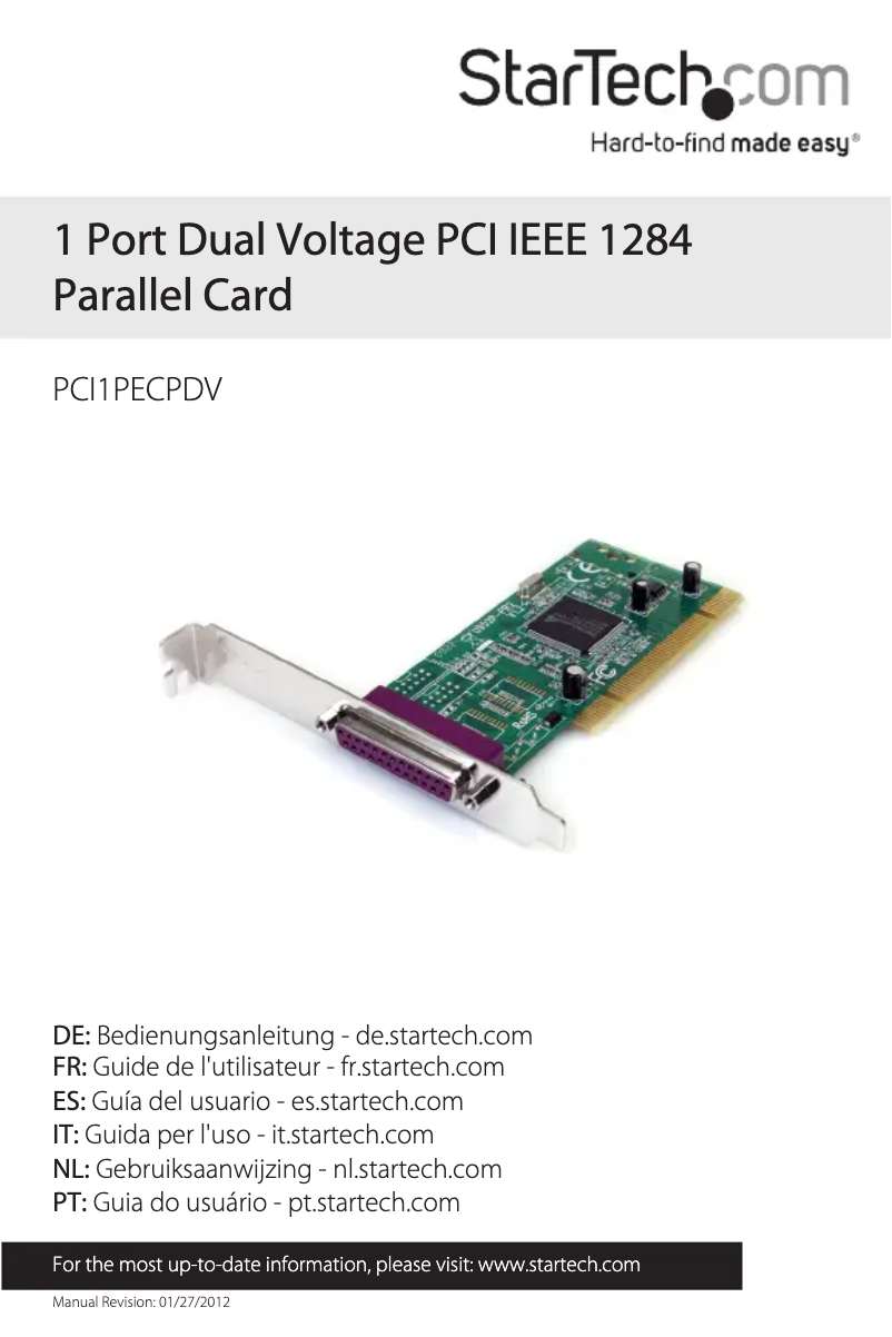Page 1 of the manual User Manual StarTech.com PCI1PECPDV