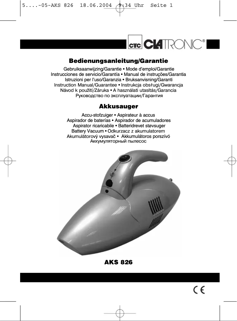 Page 1 of the manual User Manual Clatronic AKS 826