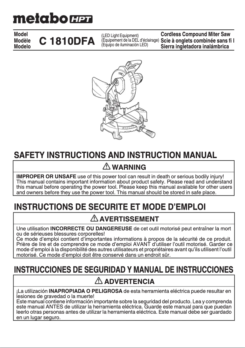 First page image of the manual for C1810DFA