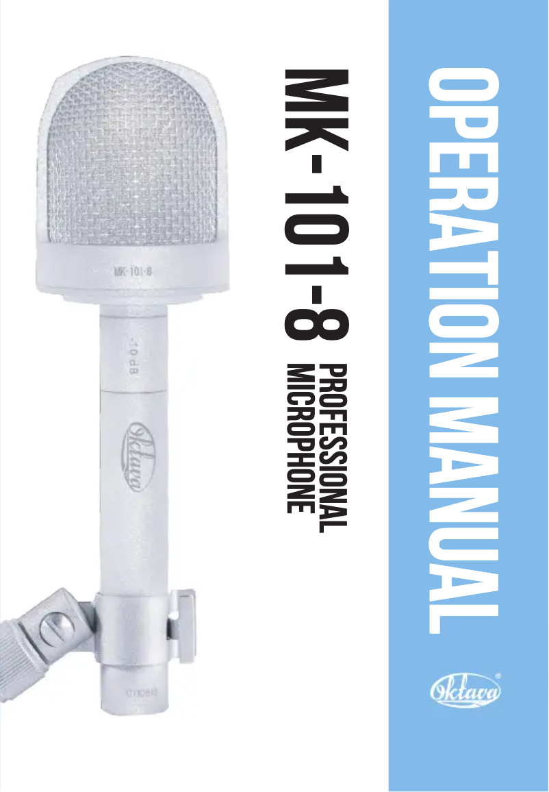 Page 1 of the manual User Manual Oktava MK-101-8