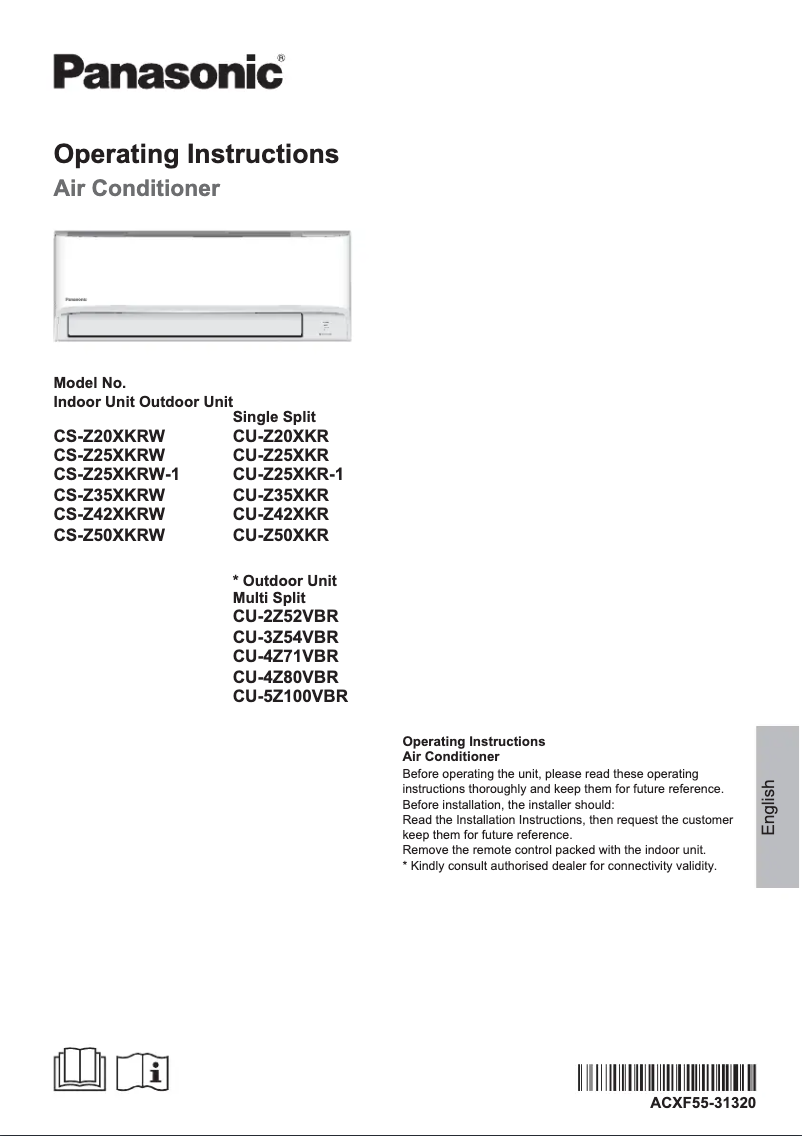 Page 1 of the manual User Manual Panasonic CU-Z35XKR