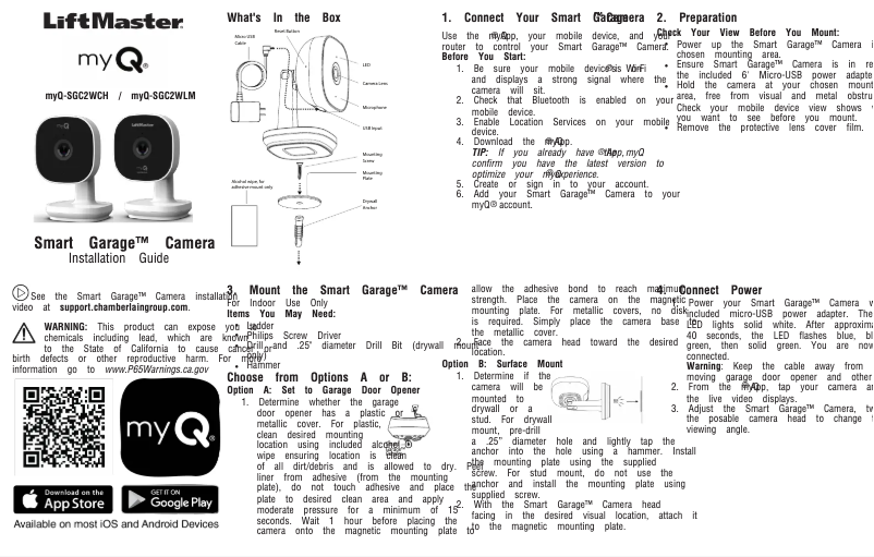 First page image of the manual for myQ-SGC2WCH