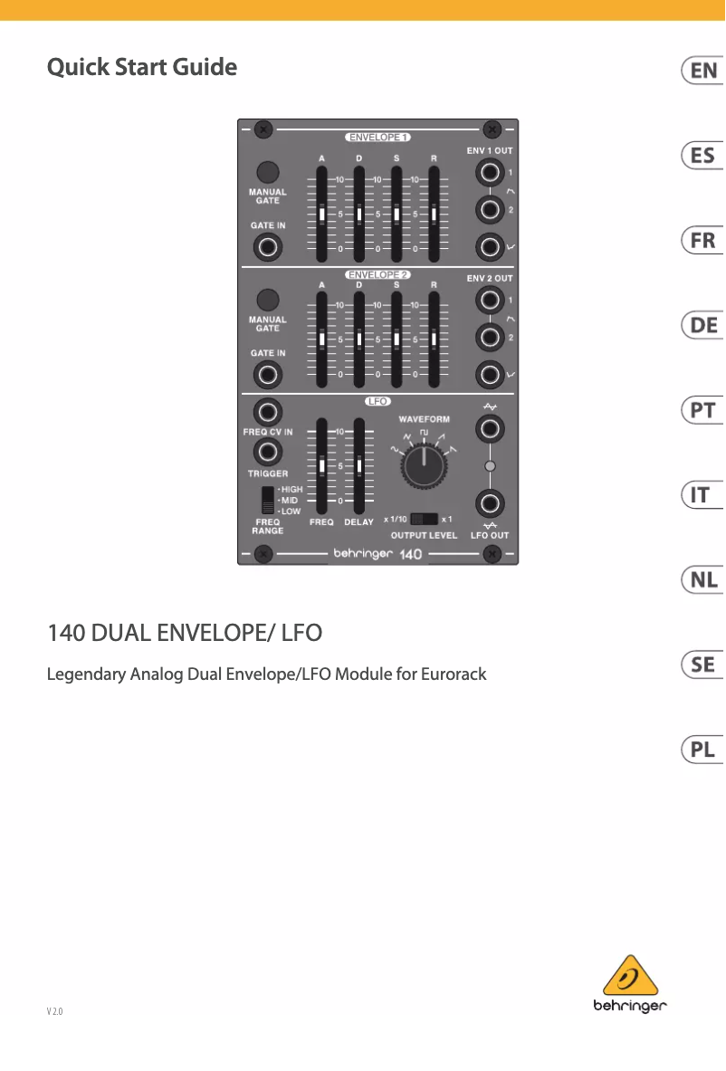 First page image of the manual for System 100 140 Dual Envelope/LFO