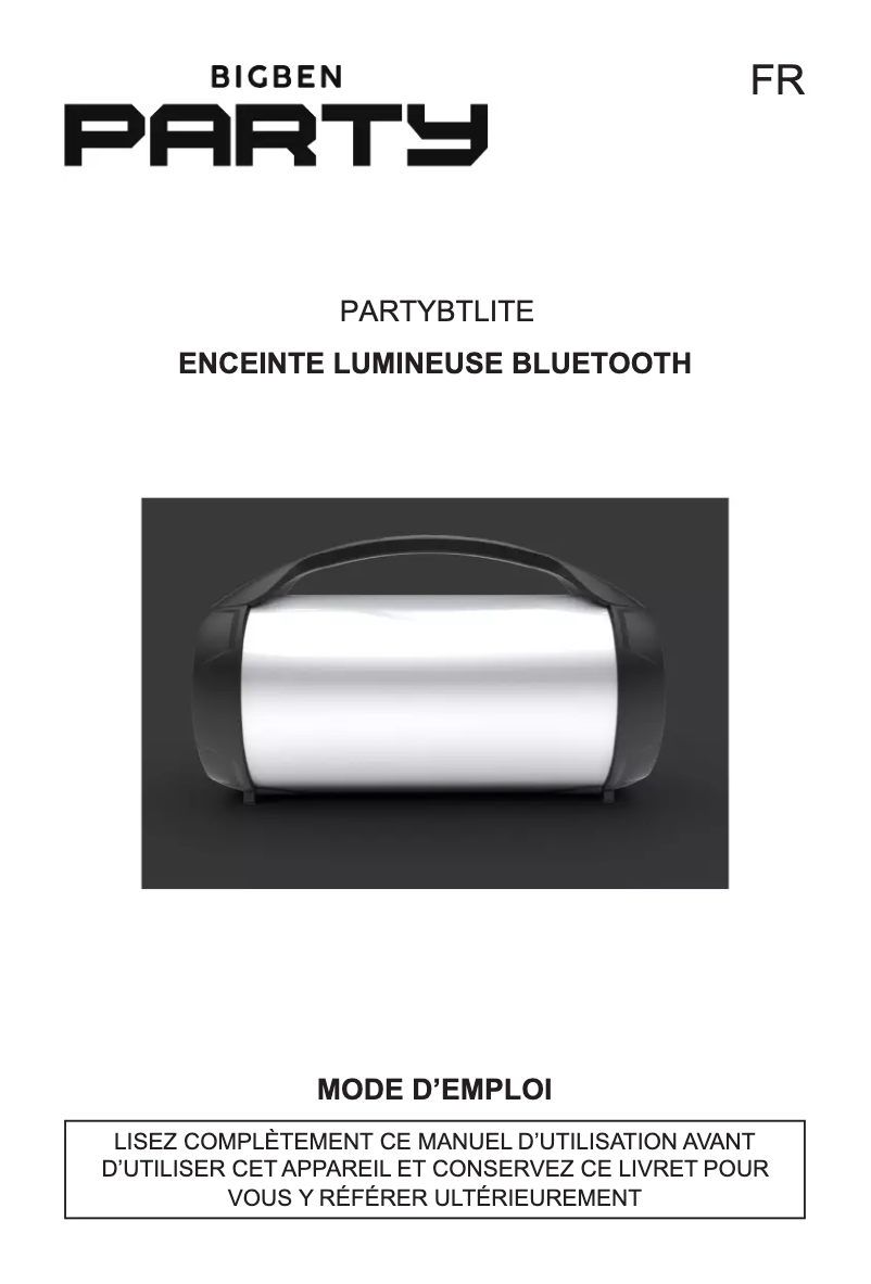 Page 1 of the manual User Manual Bigben Party Speaker Pro