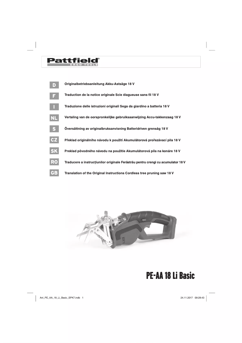 Page 1 of the manual User Manual Pattfield PE-AA 18 Li Basic
