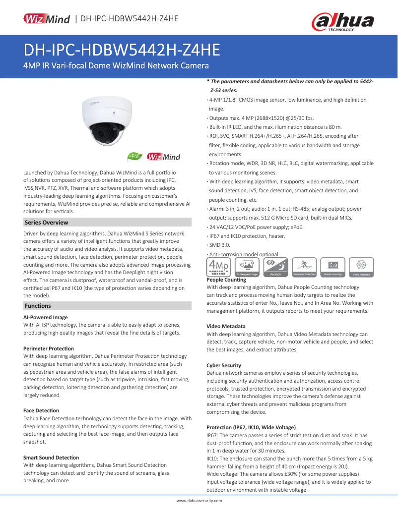 First page image of the manual for IPC-HDBW5442H-Z4HE