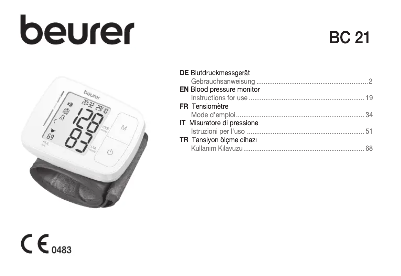 Page 1 of the manual User Manual Beurer BC 21