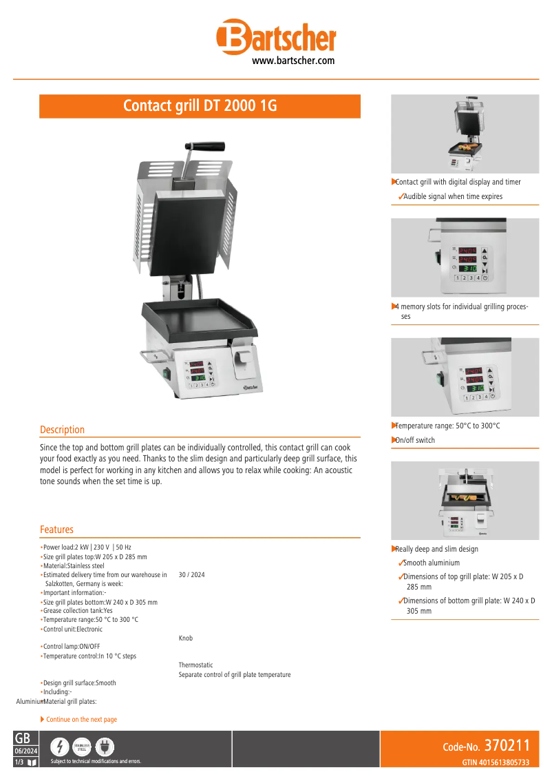 First page image of the manual for DT 2000 1G