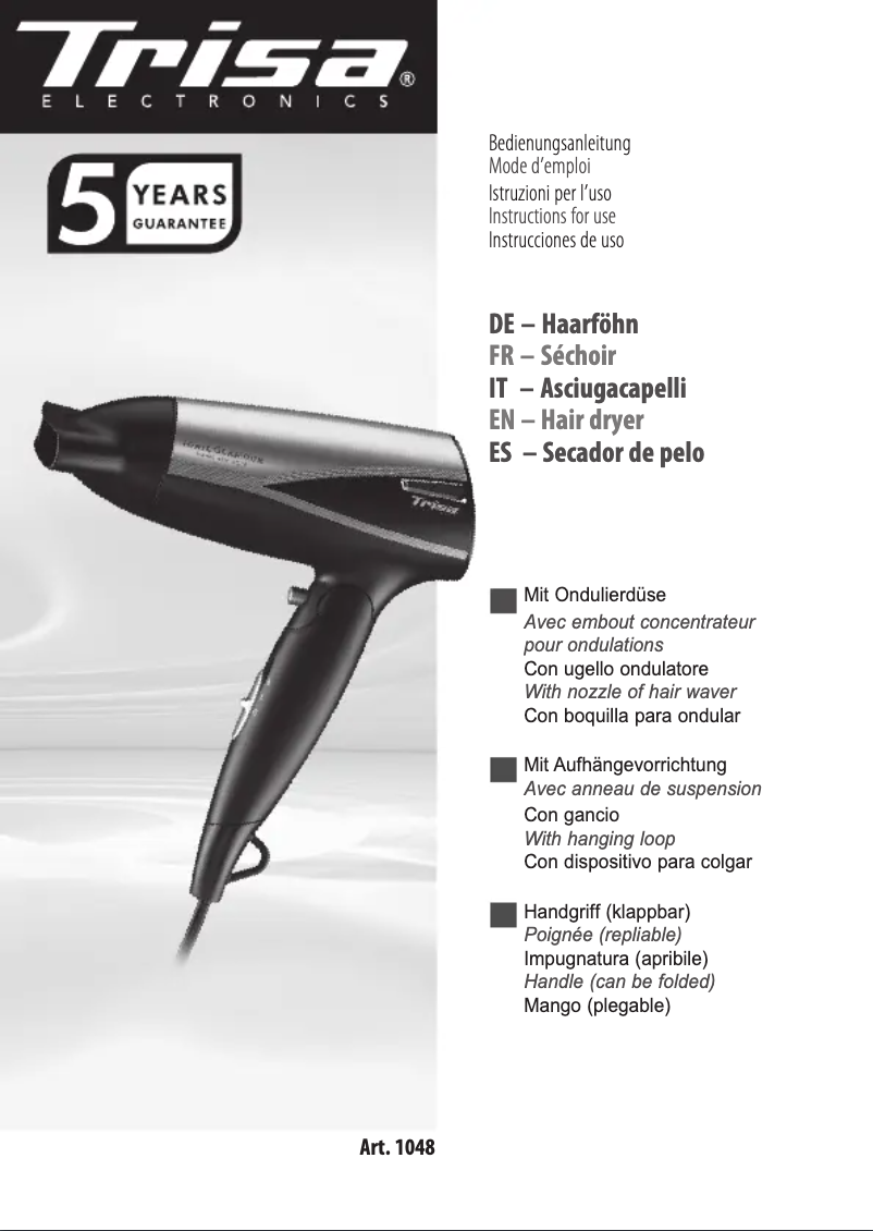 Page 1 of the manual User Manual Trisa Ionic Glamour 1048