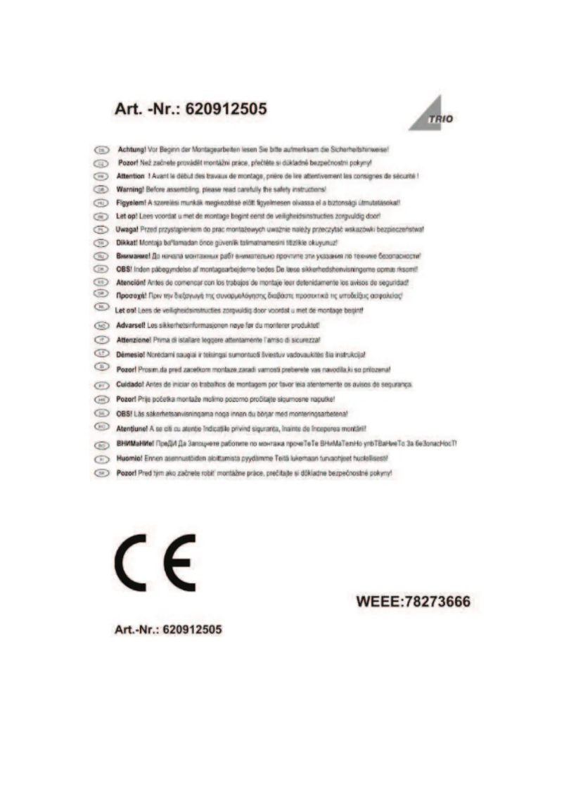 Page 1 of the manual User Manual Trio Lighting Lordanos 620912505