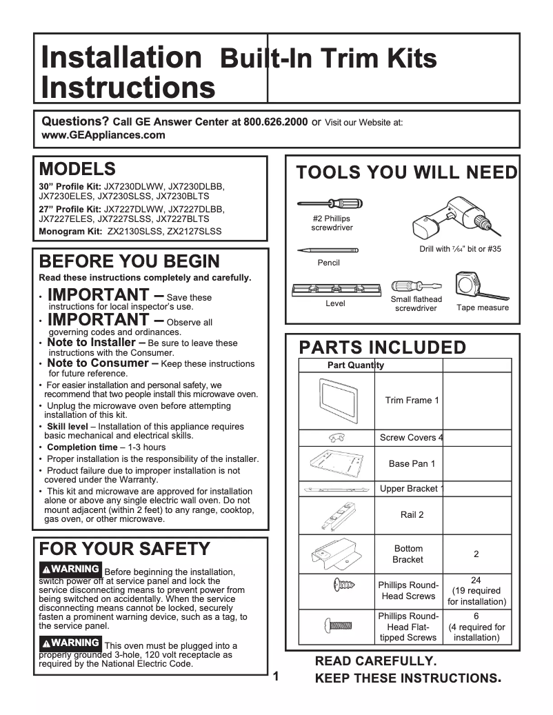 First page image of the manual for ZX2127SLSS