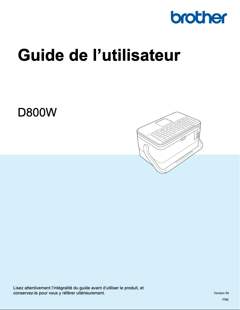 First page image of the manual for P-Touch D800W
