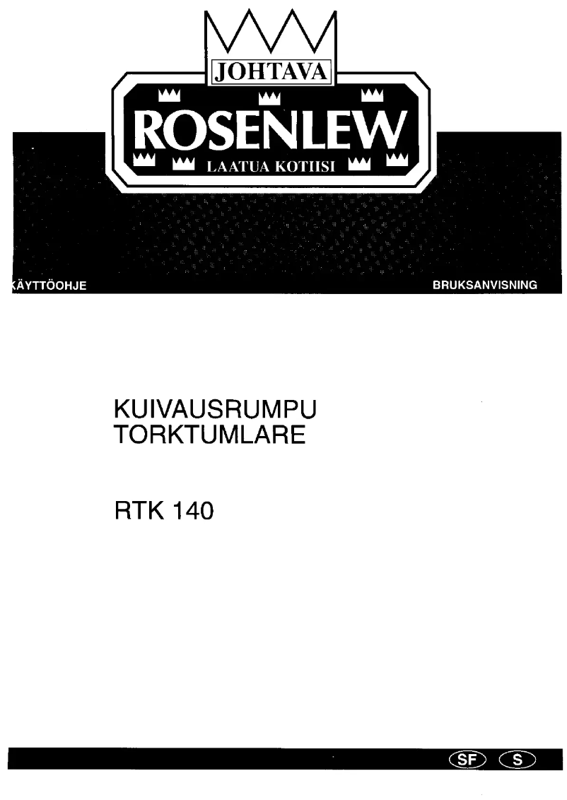 Page 1 of the manual User Manual Rosenlew RTK140