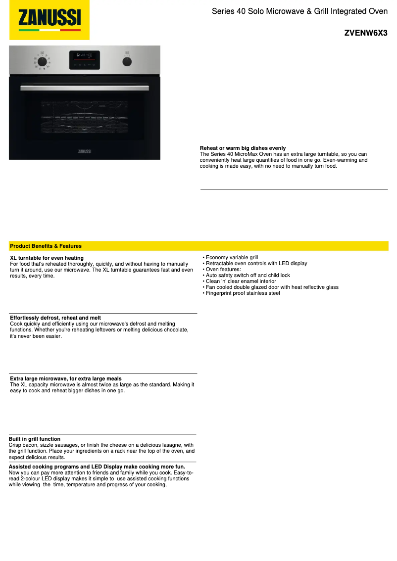 First page image of the manual for ZVENW6X3