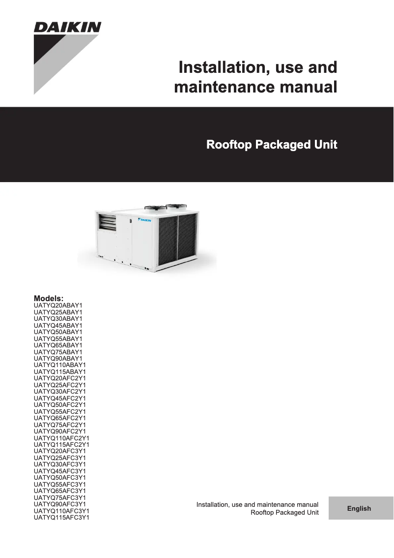 First page image of the manual for UATYQ55ABAY1