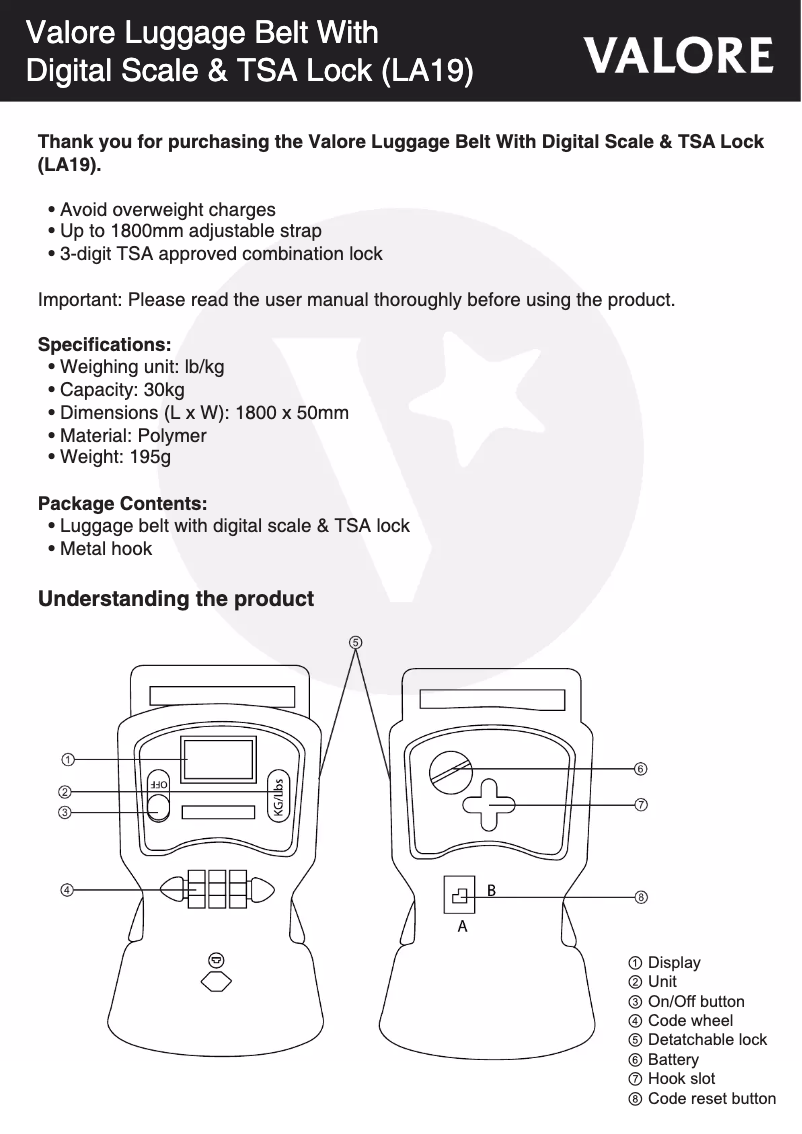First page image of the manual for LA19