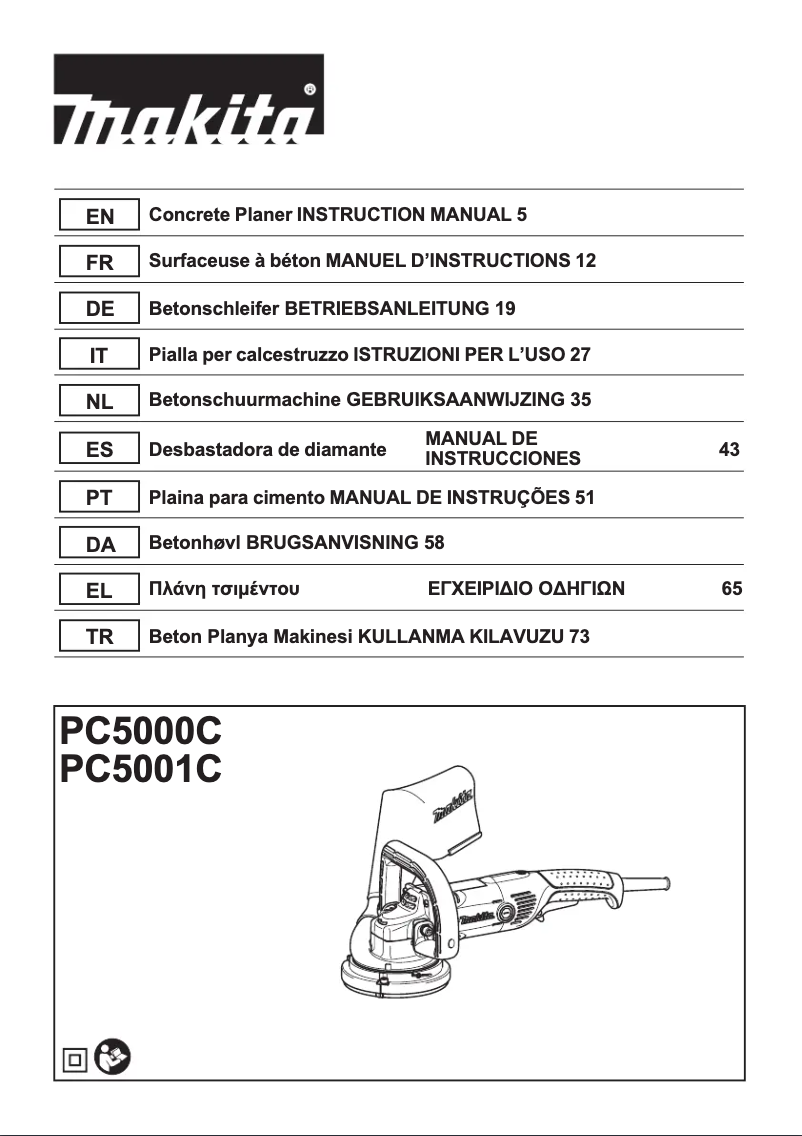 Page 1 of the manual User Manual Makita PC5001C