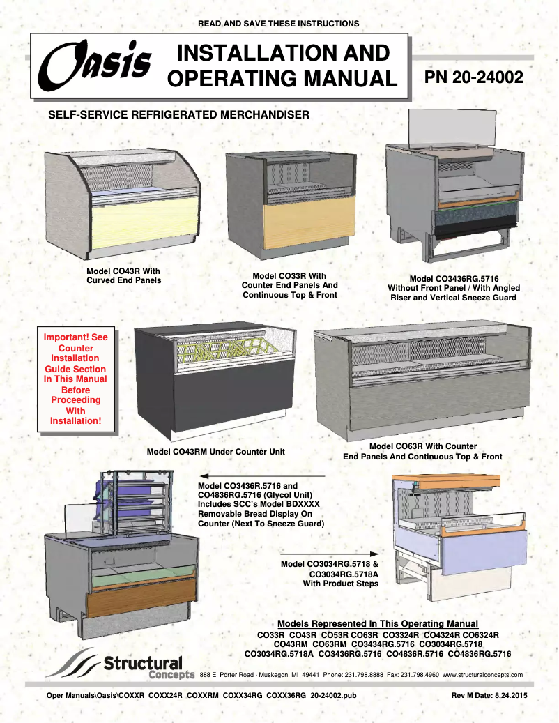 Page 1 of the manual User Manual Structural Concepts Oasis B424TM