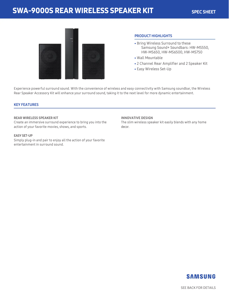 First page image of the manual for SWA-9000S/ZA