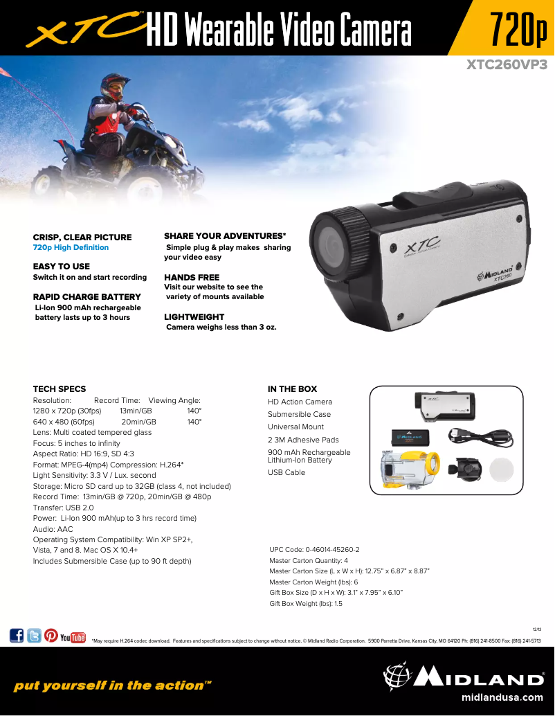 Page 1 of the manual User Manual Midland XTC260VP3