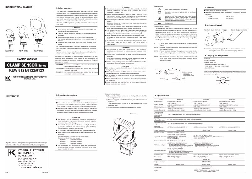 Page 1 of the manual User Manual Kyoritsu KEW 8122