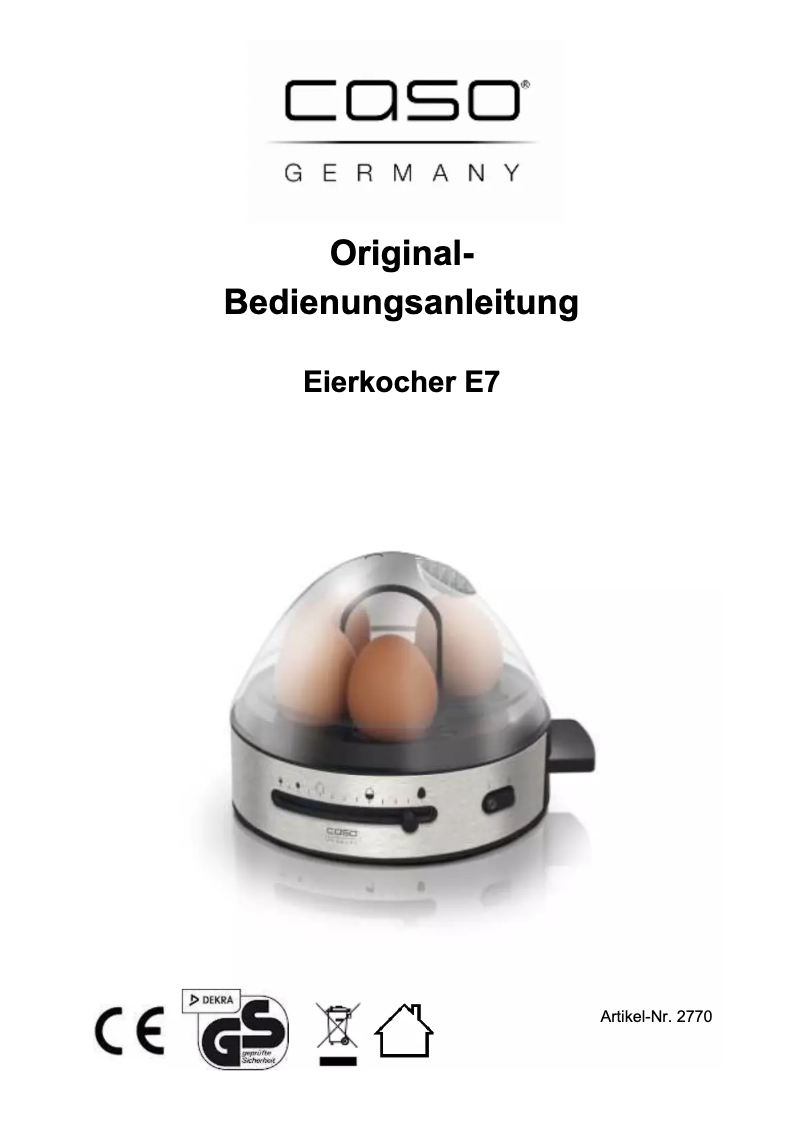 First page image of the manual for E7