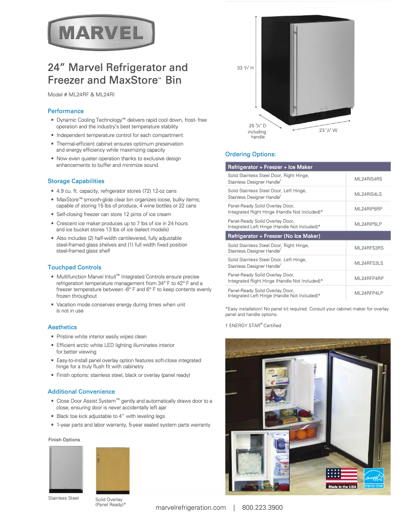 Page 1 of the manual User Manual Marvel ML24RIS4RS