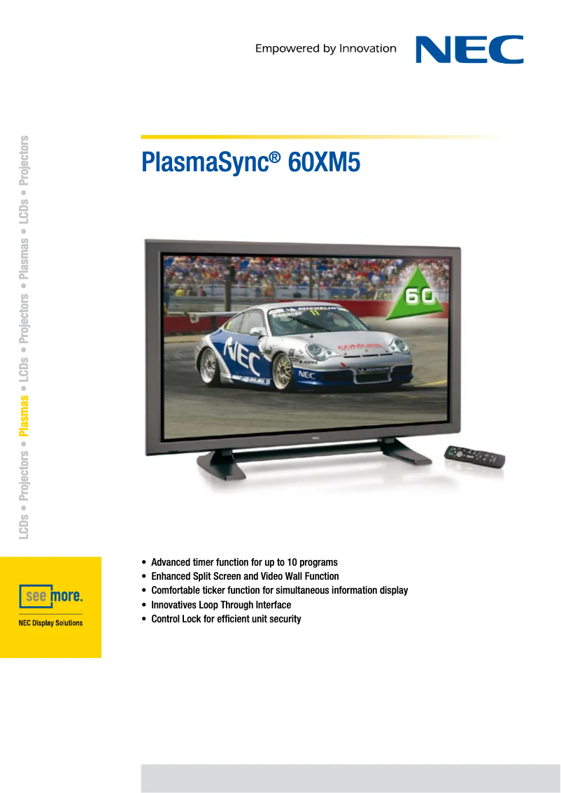 Image de la première page du manuel de l'appareil PlasmaSync 60XM5