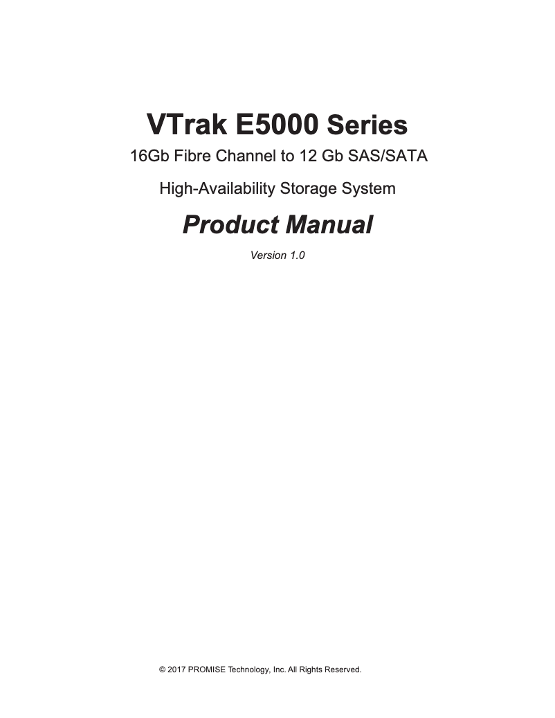 First page image of the manual for VTrak E5800f