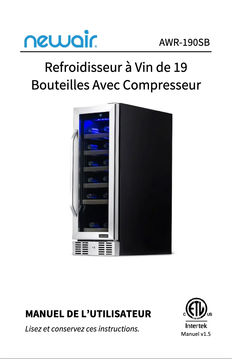 First page image of the manual for AWR-190SB